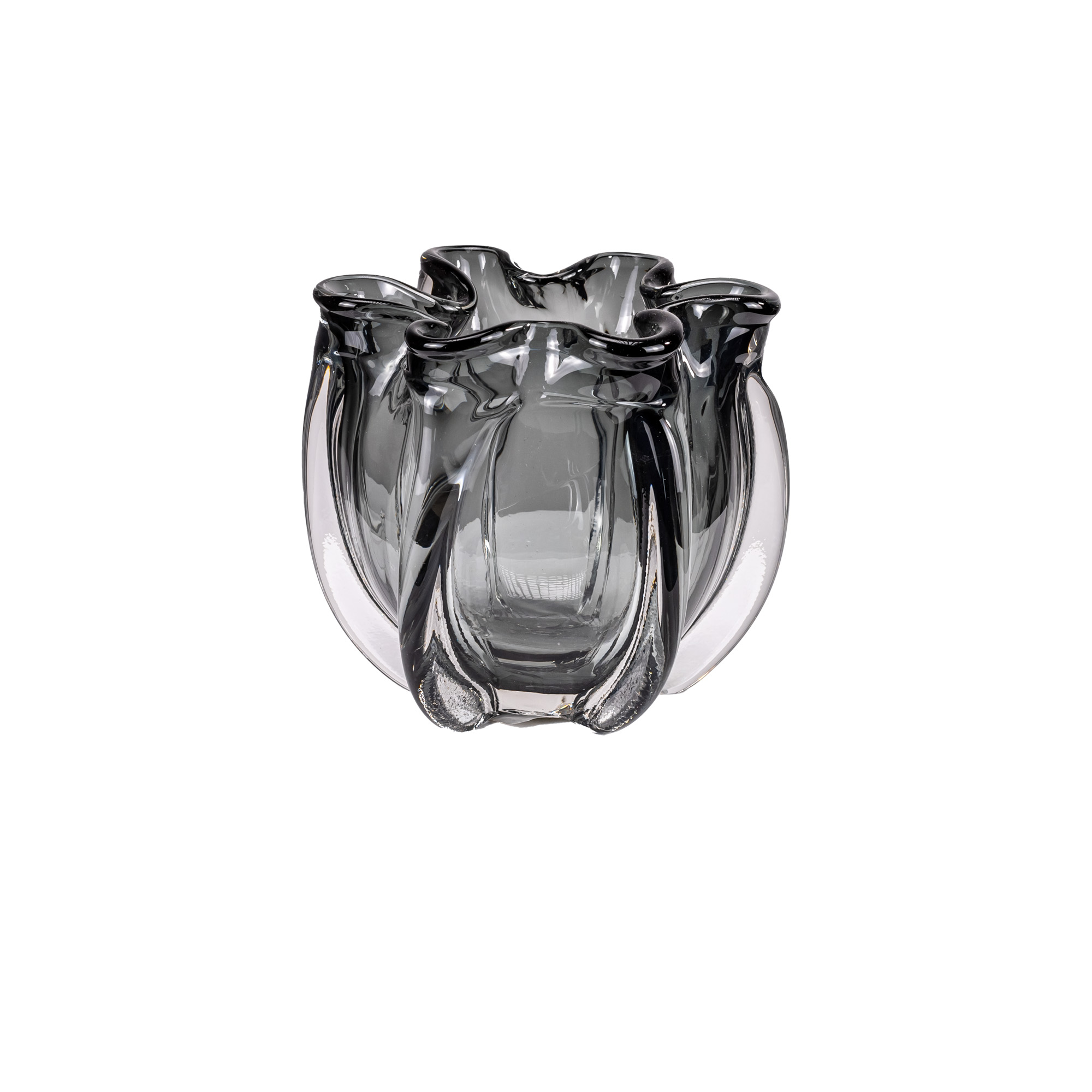 Glass Vase Smoky ribbed